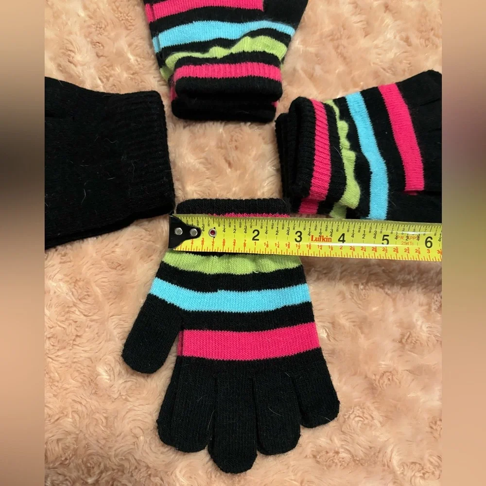 Kids Unisex (Lot Of 4 Pairs) Knit Stretch Gloves Size Small